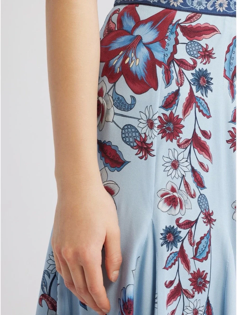 Farm Rio Marcelle Soft Blue Maxi Skirt, Medium